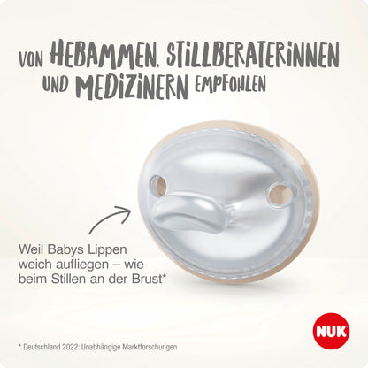 NUK MommyFeel Silikon Schnuller 0-9 Monate – Stillfreundlich (2 Stück)