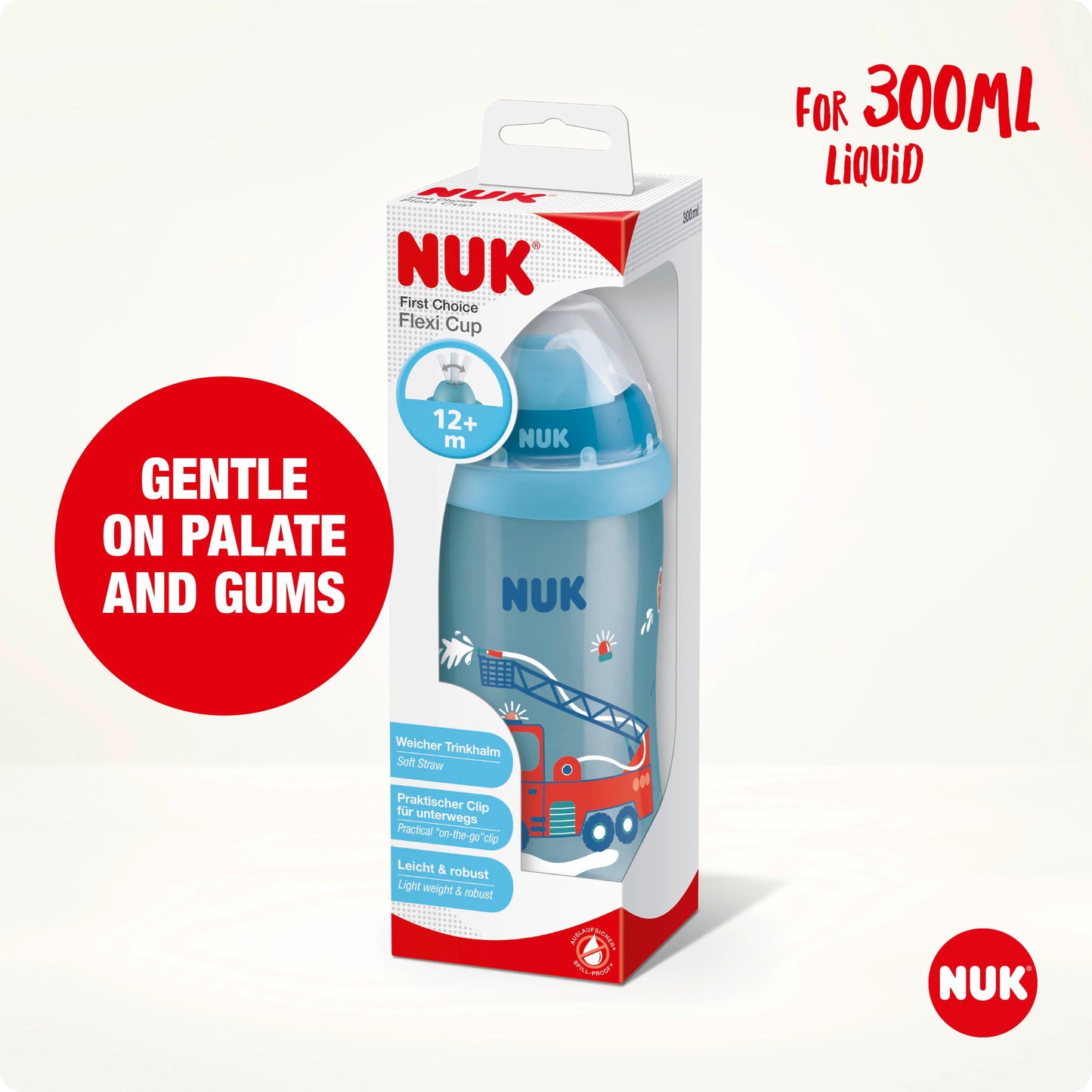 NUK Flexi Cup Soft-Trinkhalm-Becher, blau, 300 ml