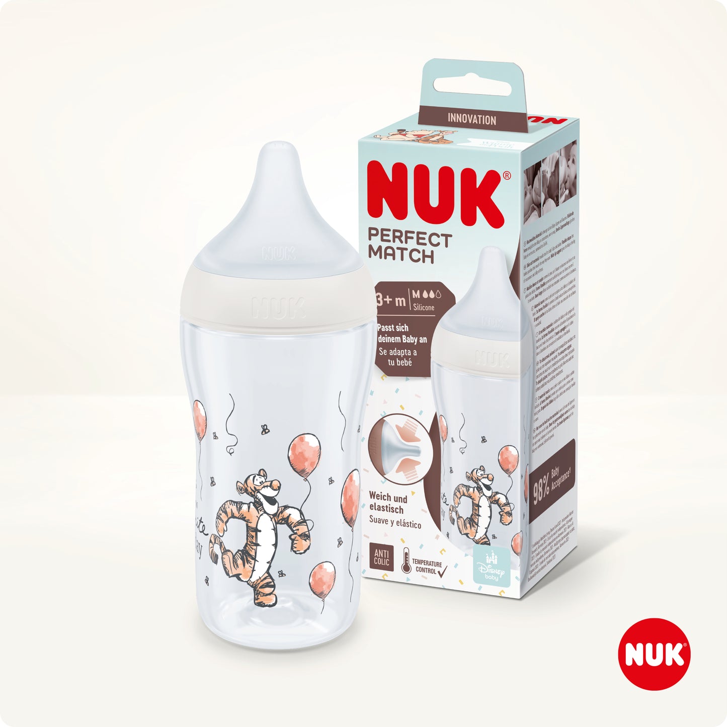 Disney „Winnie“ Perfect Match PP-Flasche, 260 ml, Gr. M 3+ m, grün, Weiẞ