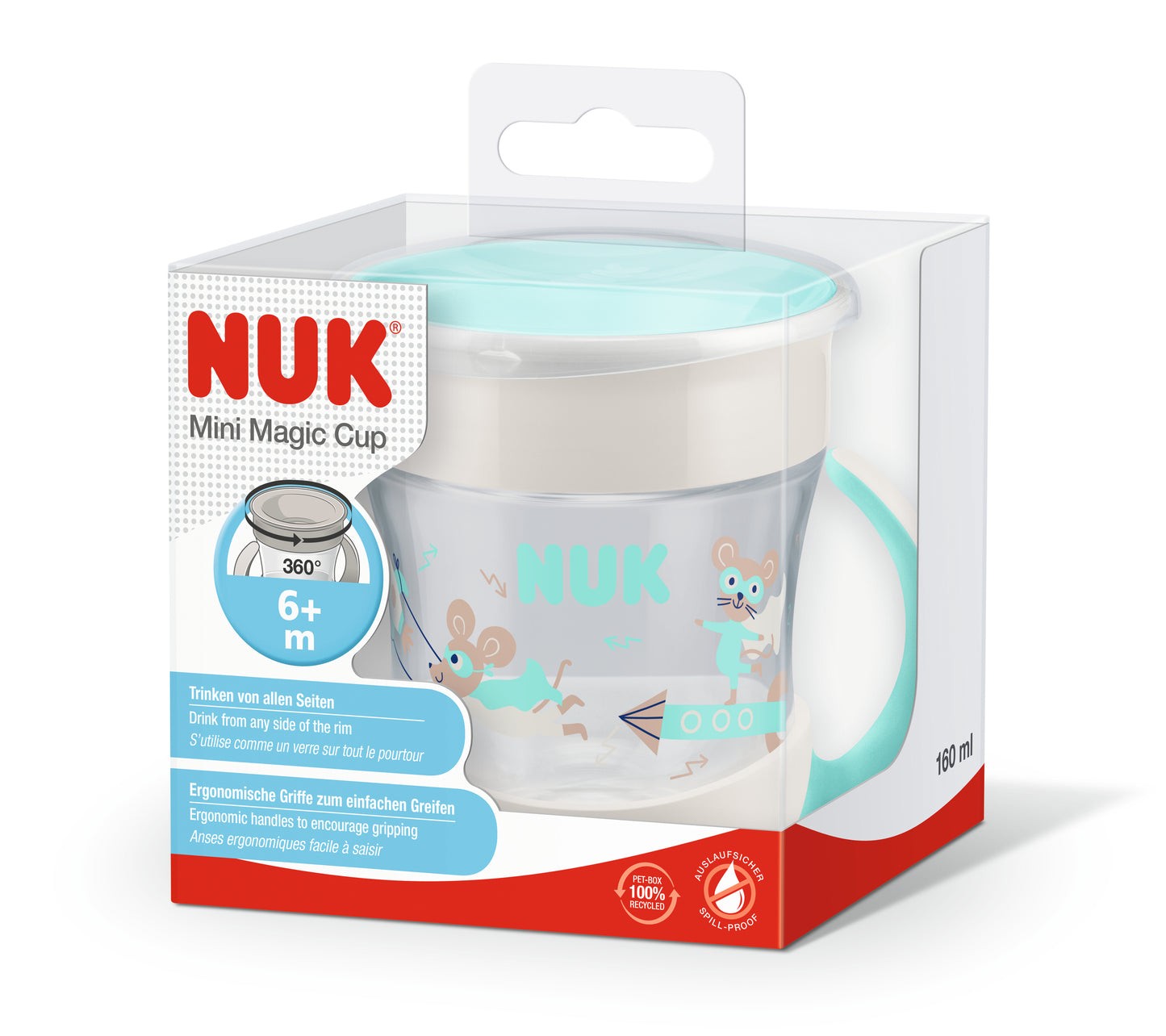 NUK Mini Magic Cup – Trinklernbecher mit Griffen, auslaufsicher & BPA-frei (160 ml)