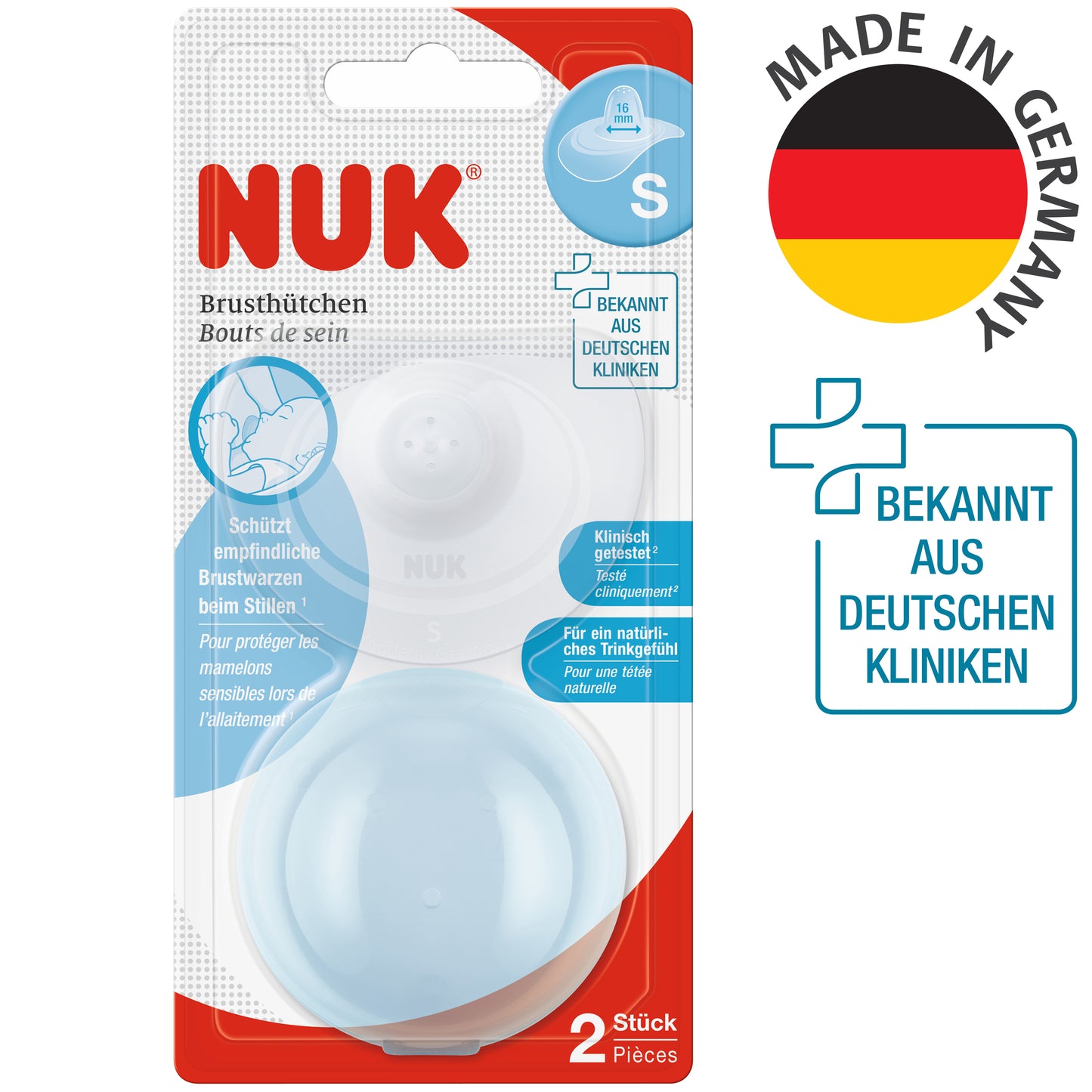 NUK Brusthütchen Silikon Gr. S (2er Pack, mit Schutzdose)