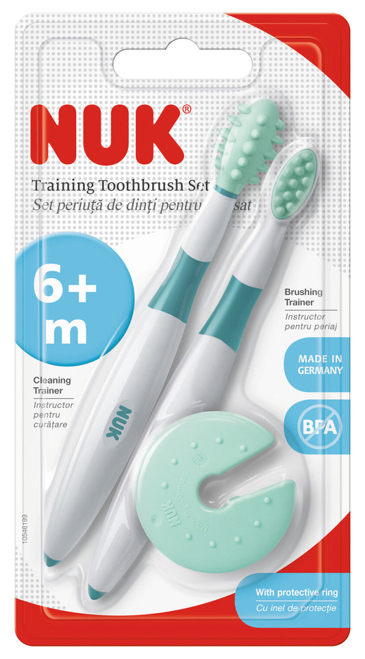 NUK Lernzahnbürste inkl. Schutzring – sichere Pflege der ersten Zähne (BPA-frei)