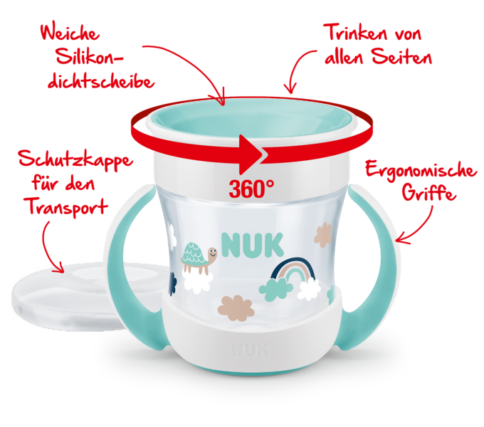 NUK Mini Magic Cup – Trinklernbecher mit Griffen, auslaufsicher & BPA-frei (160 ml)